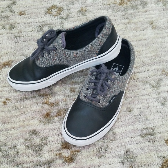 ladies black leather vans